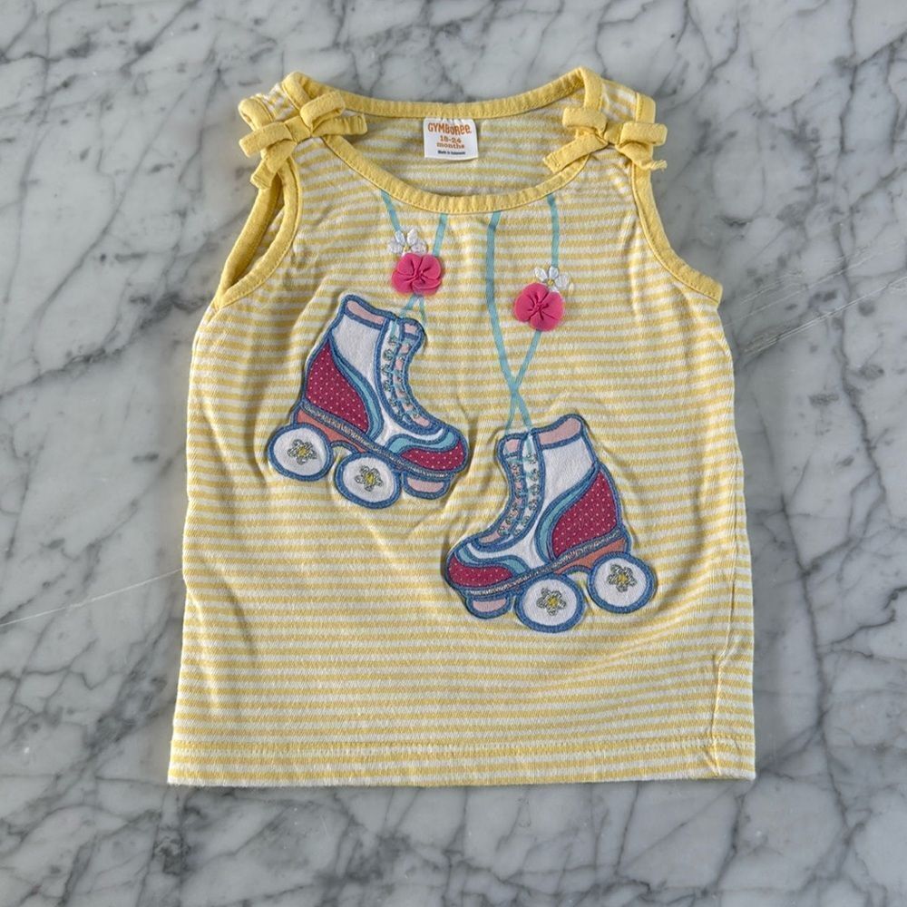 Vintage Gymboree Embroidered Roller Skate Tank Top Sz 18/24 Mo